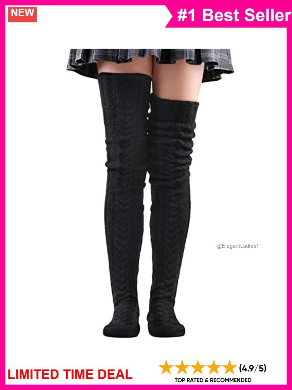 Cable Knitted Over the Knee Thigh High Boot Socks Acrylic